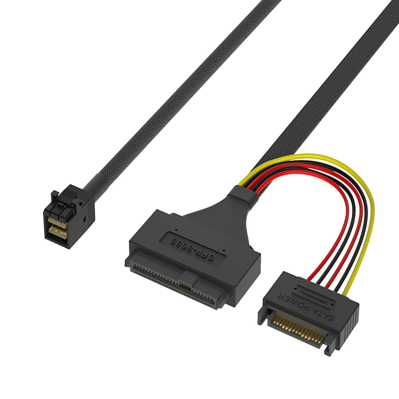 Internal 12G Mini SAS HD to U.2 ,SFF-8643 to SFF-8639 Cable 0.5m with 15Pin SATA Power for U.2 SSD