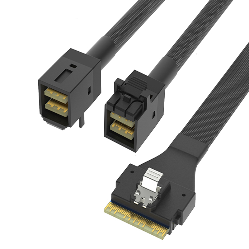 ‌SlimSAS 8i SFF-8654 to 2x Mini SAS SFF-8643 Cable